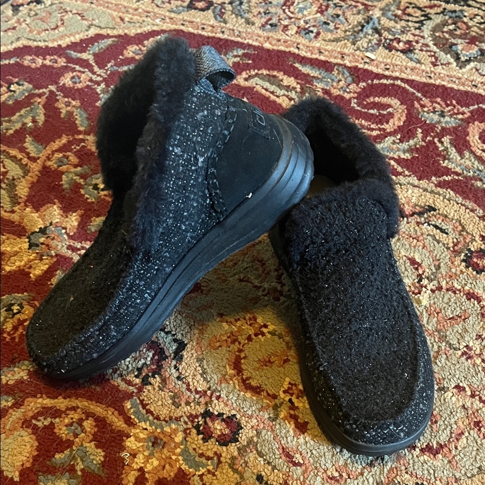 Hey Dude Black Textured Tread Slip-On Shoes